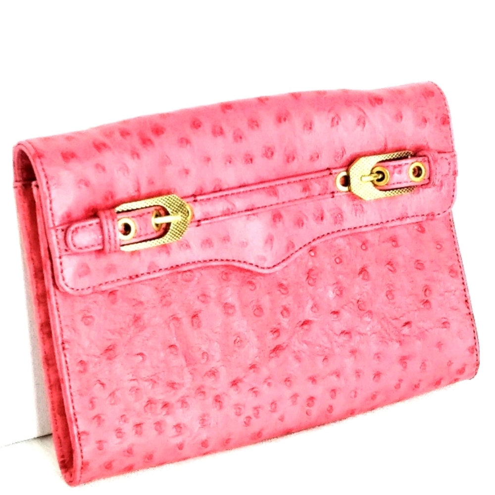 Rebecca Minkoff Ostrich Embossed Leather Clutch
